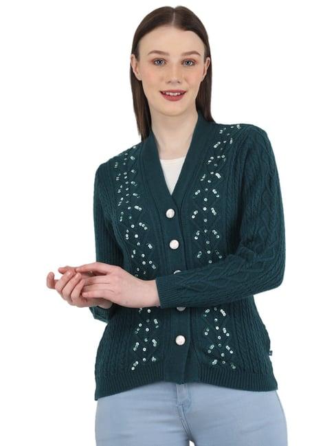 monte carlo teal embellished cardigan