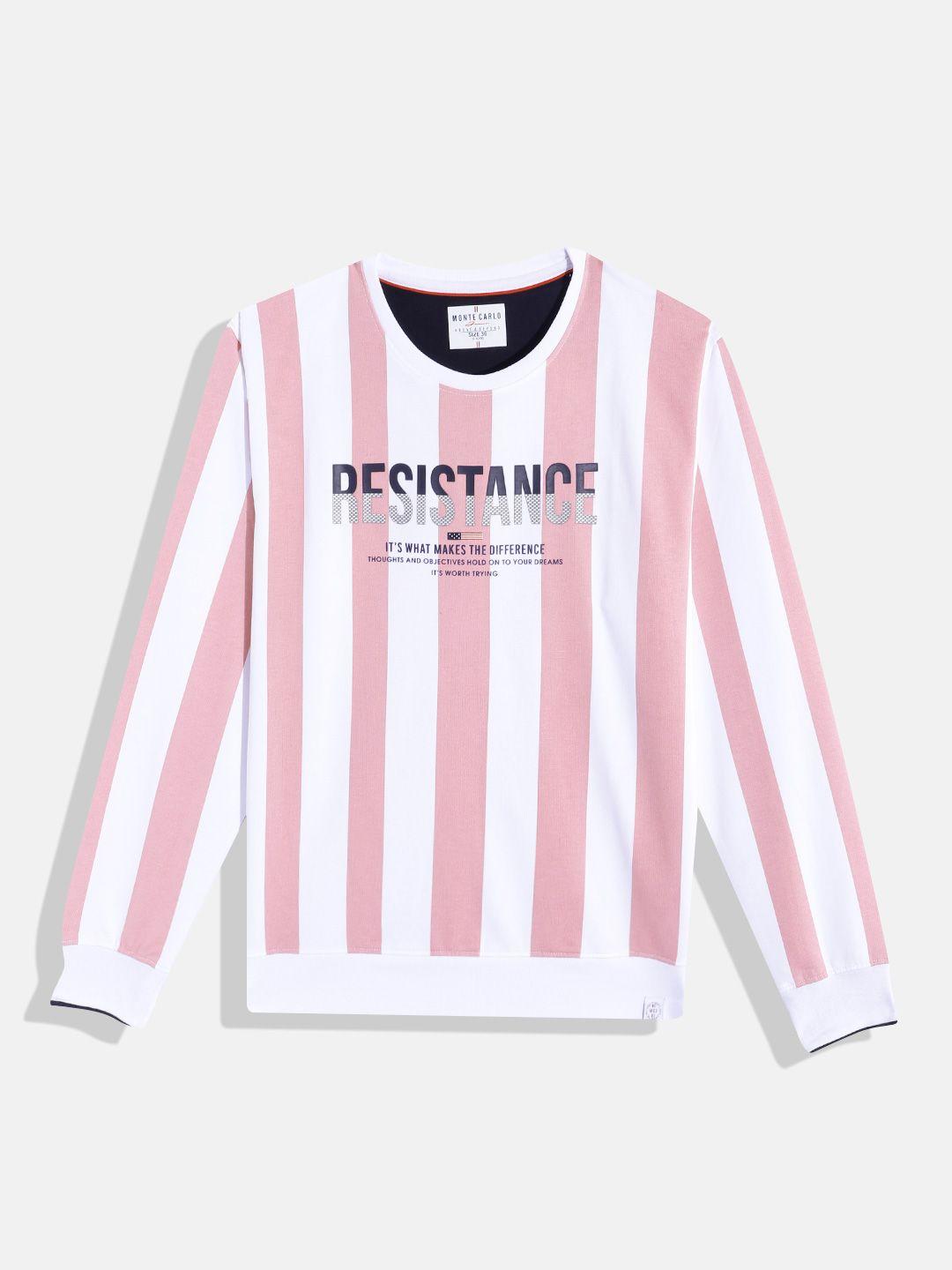 monte carlo teen boys striped pure cotton sweatshirt with printed detail