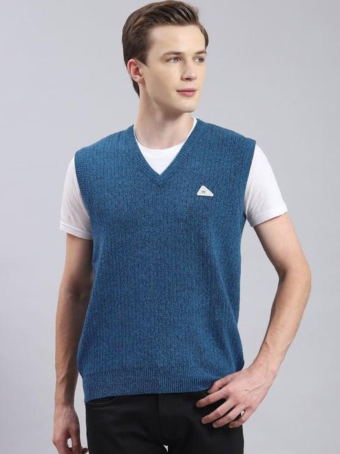 monte carlo turquoise regular fit lambs wool sweater