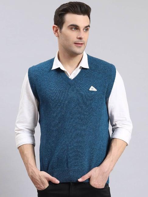 monte carlo turquoise regular fit lambs wool sweater