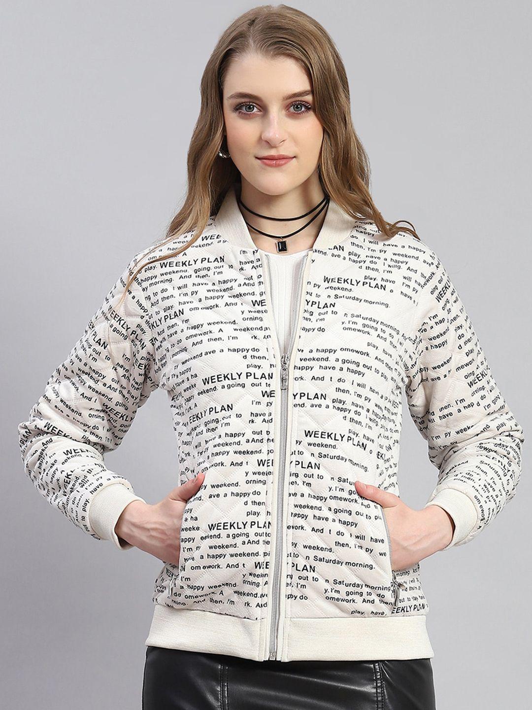 monte carlo typography printed lightweight stand collar bomber jacket