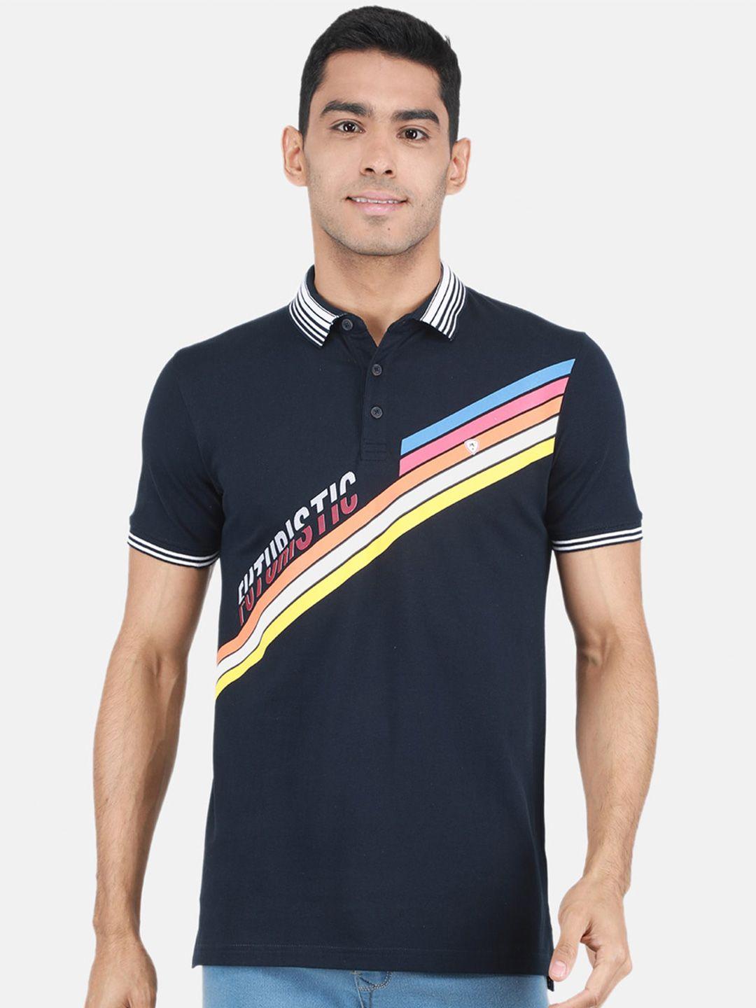 monte carlo typography striped trim polo collar cotton t-shirt