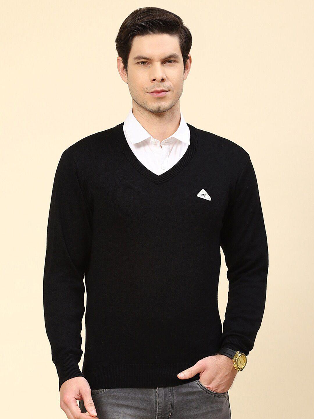 monte carlo v-neck ribbed pure wool pullover