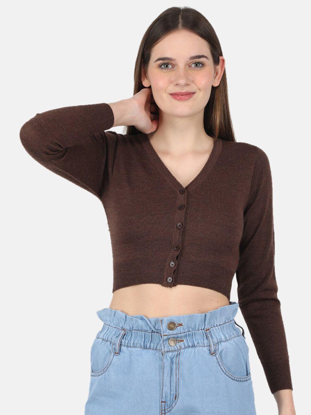 monte carlo v-neck woollen crop cardigan