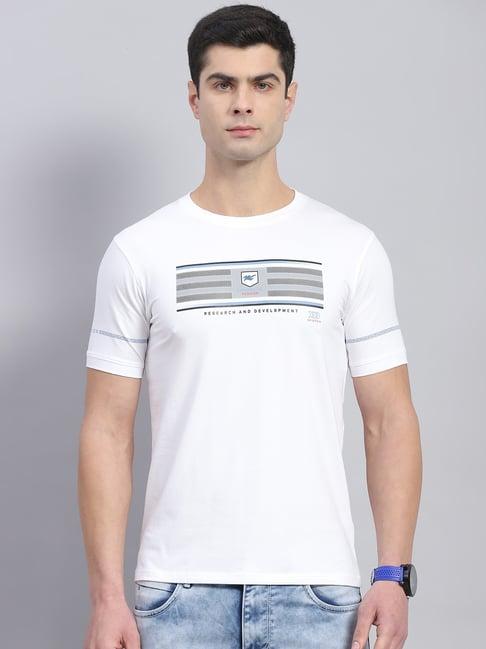 monte carlo white cotton regular fit printed t-shirt