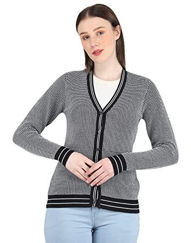 monte carlo women's wool v-neck cardigan (1228356vn-1_black