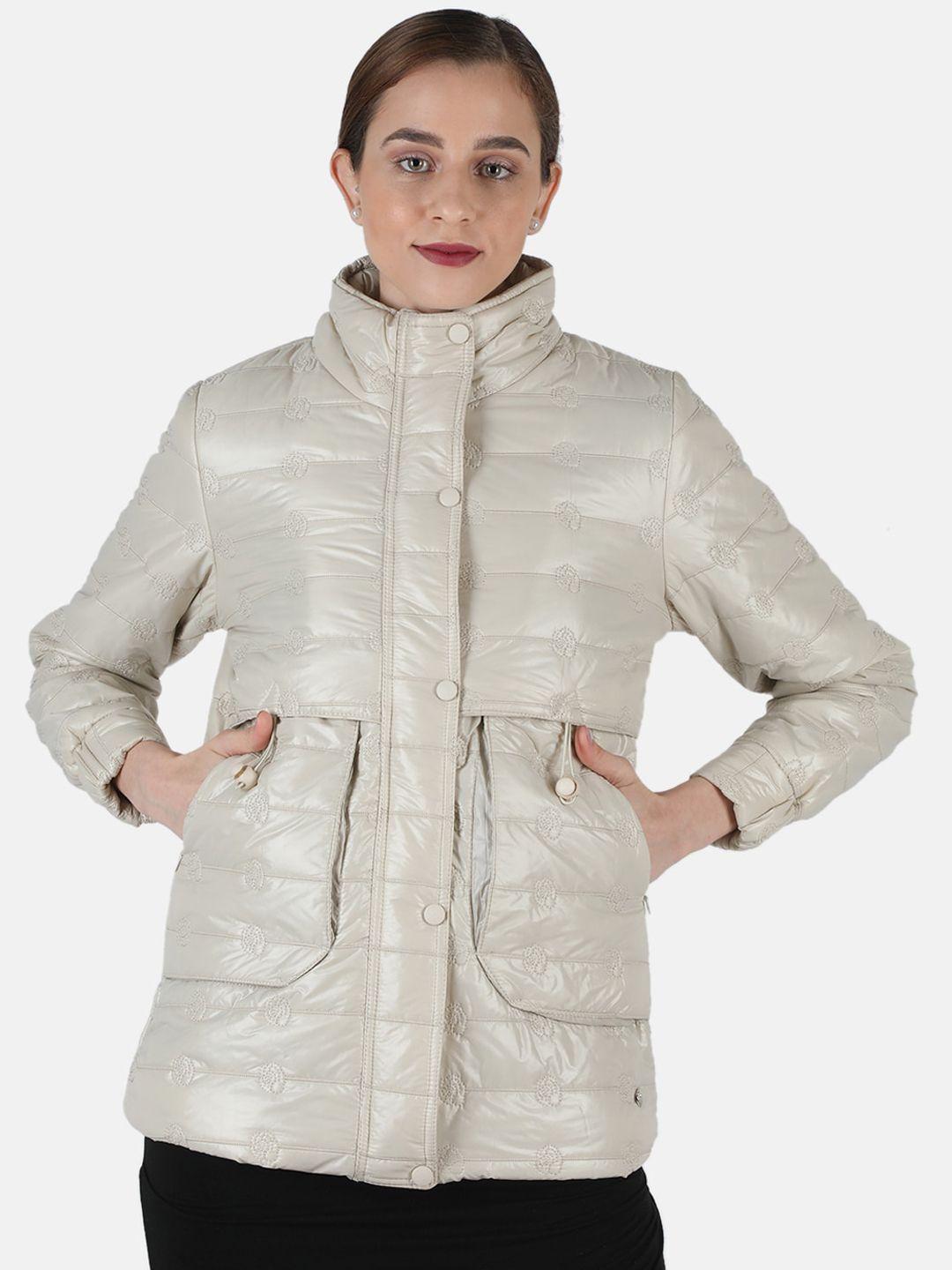 monte carlo women beige solid puffer jacket