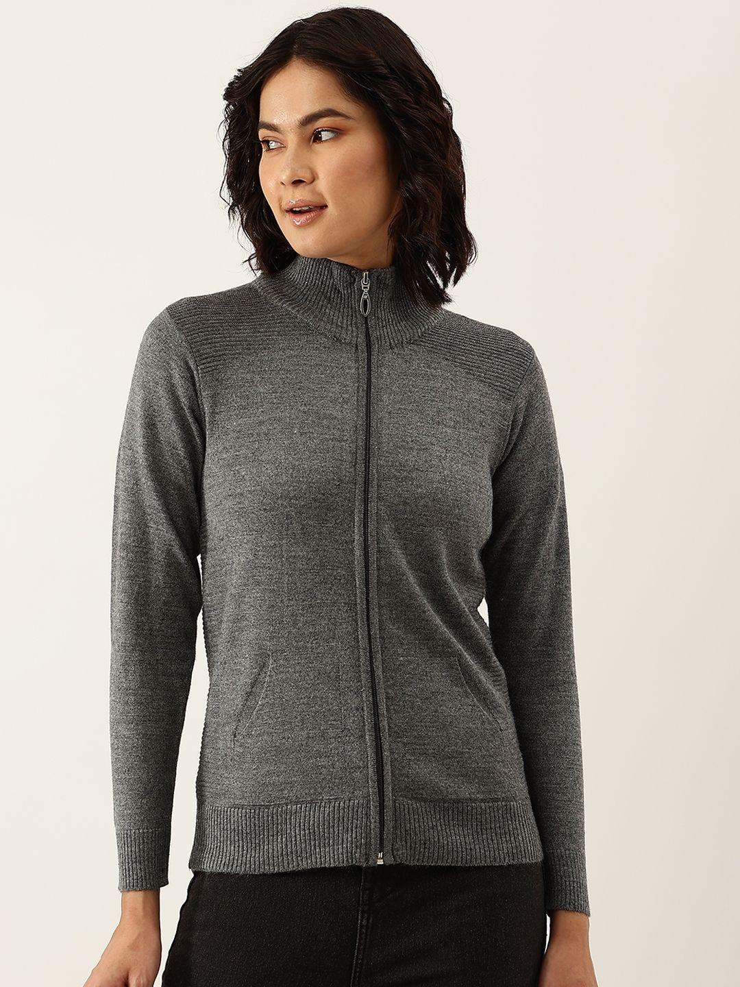 monte carlo women charcoal grey solid cardigan