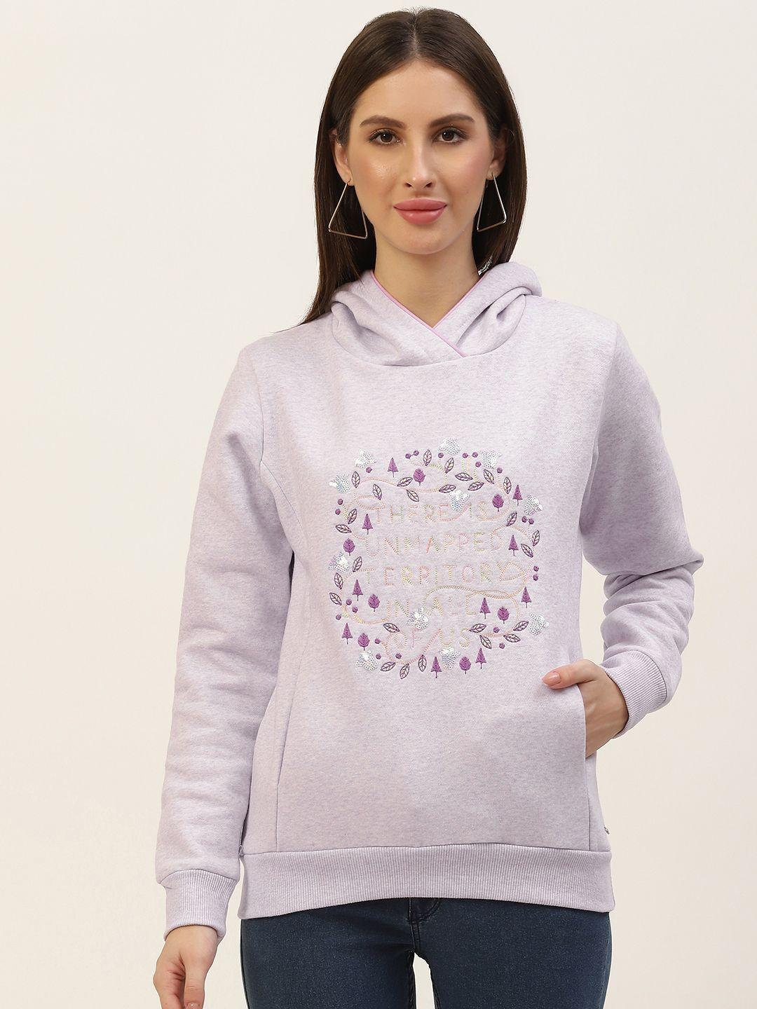 monte carlo women lavender embroidered hooded sweatshirt