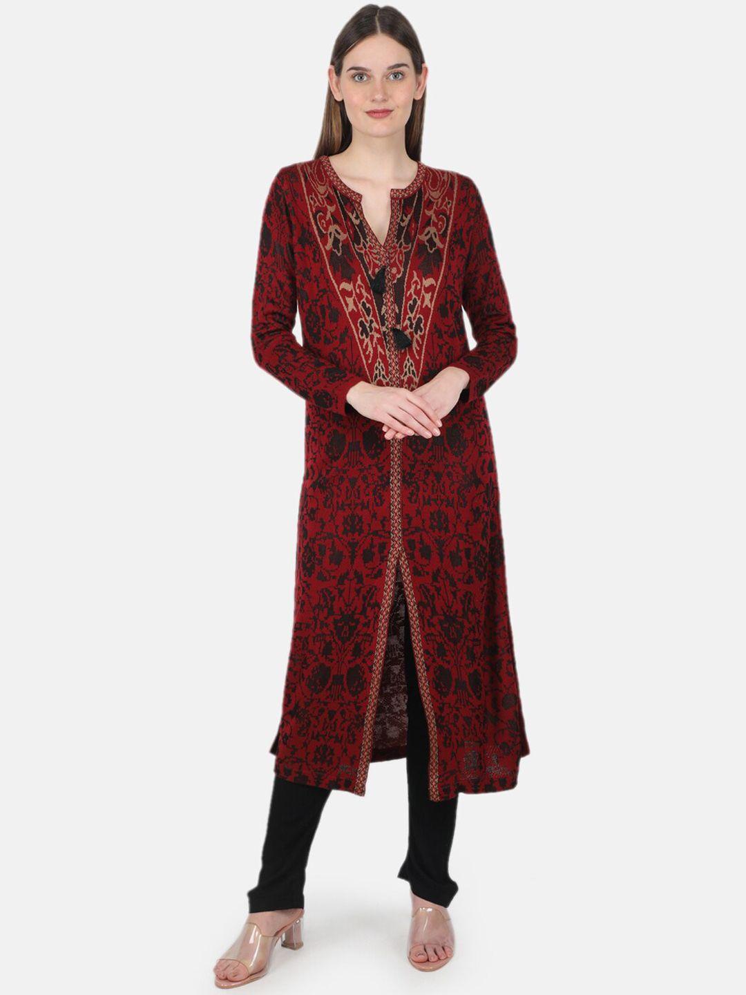 monte carlo women maroon floral printed kurti with trousers