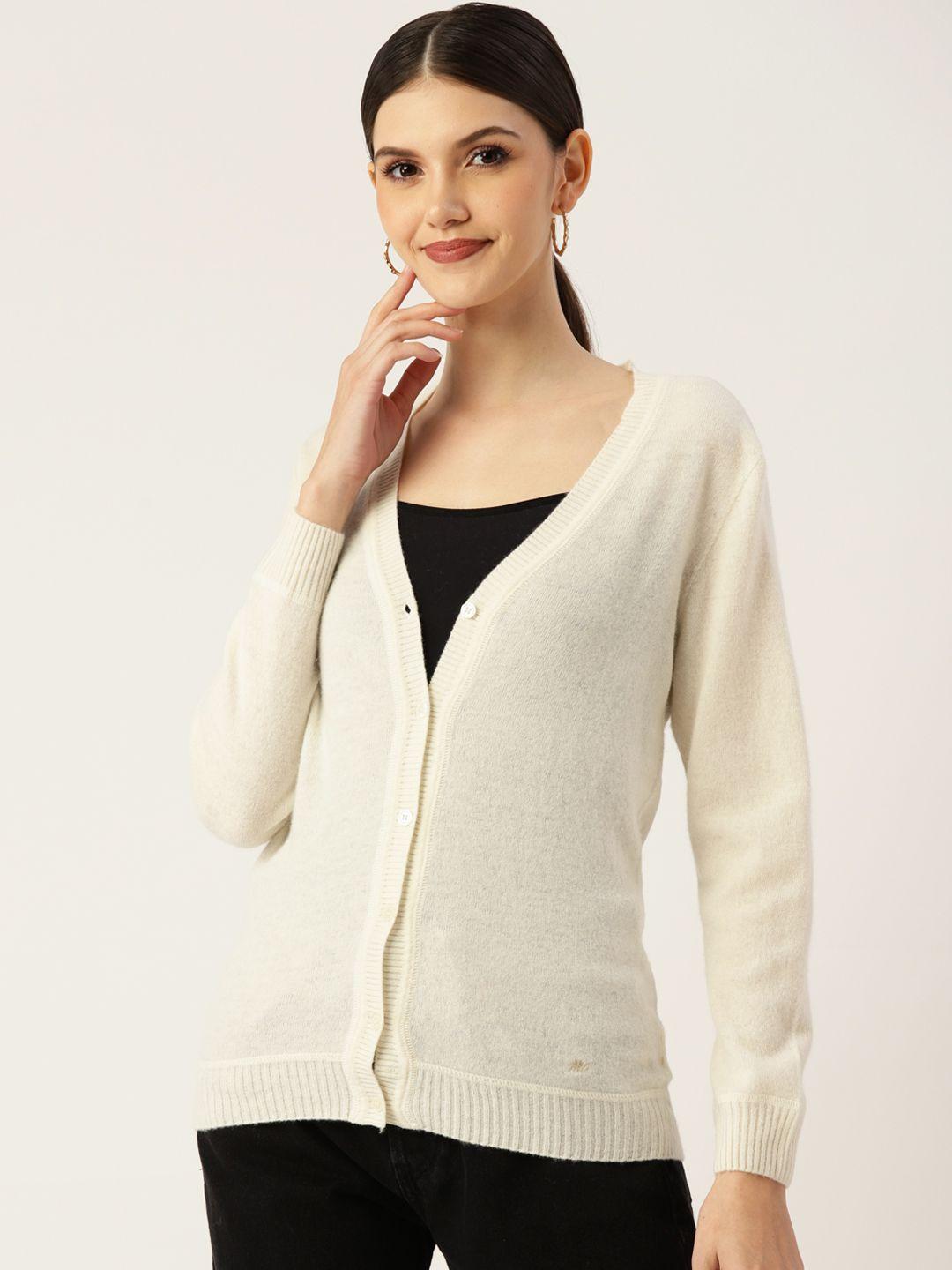 monte carlo women off white solid wool cardigan