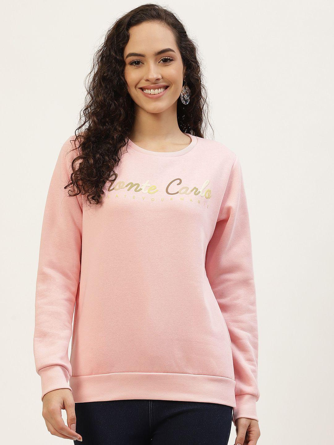 monte carlo women pink brand logo printed sweatshirt