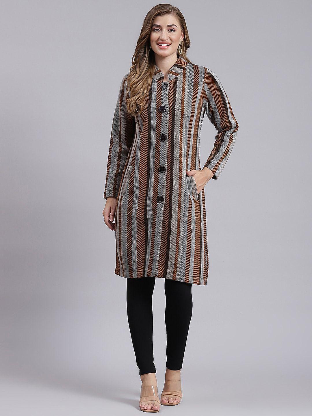 monte carlo women striped longline overcoat
