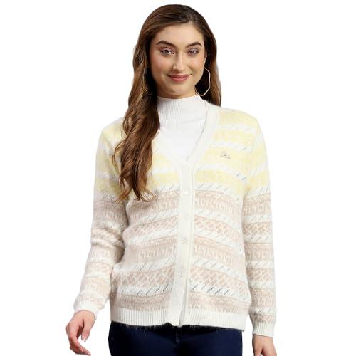 monte carlo womens off white self design v neck full sleeve wool blend cardigan sweater (1239819vn-1-38)