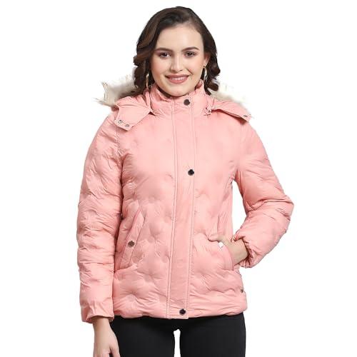 monte carlo womens pink solid full sleeve hooded neck casual jacket (223062509-2-40)