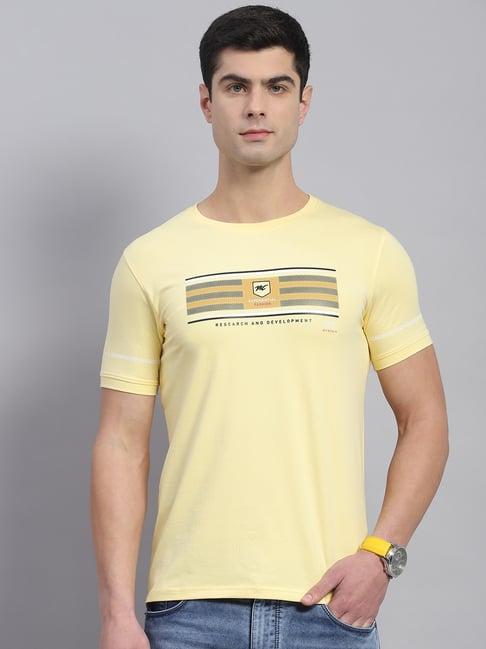 monte carlo yellow cotton regular fit printed t-shirt