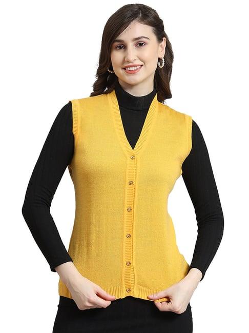 monte carlo yellow regular fit cardigan