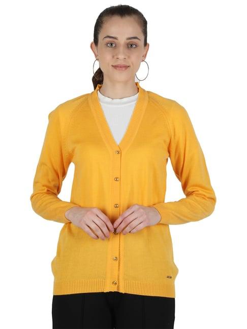 monte carlo yellow regular fit cardigan