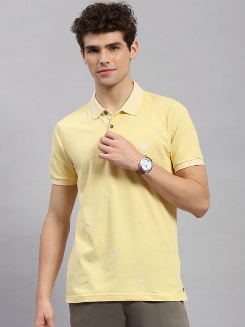 monte carlo yellow regular fit embroidered polo t-shirt