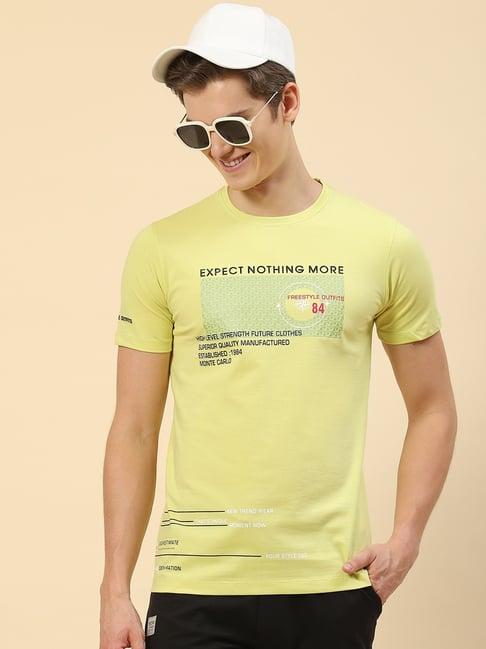 monte carlo yellow regular fit printed t-shirt