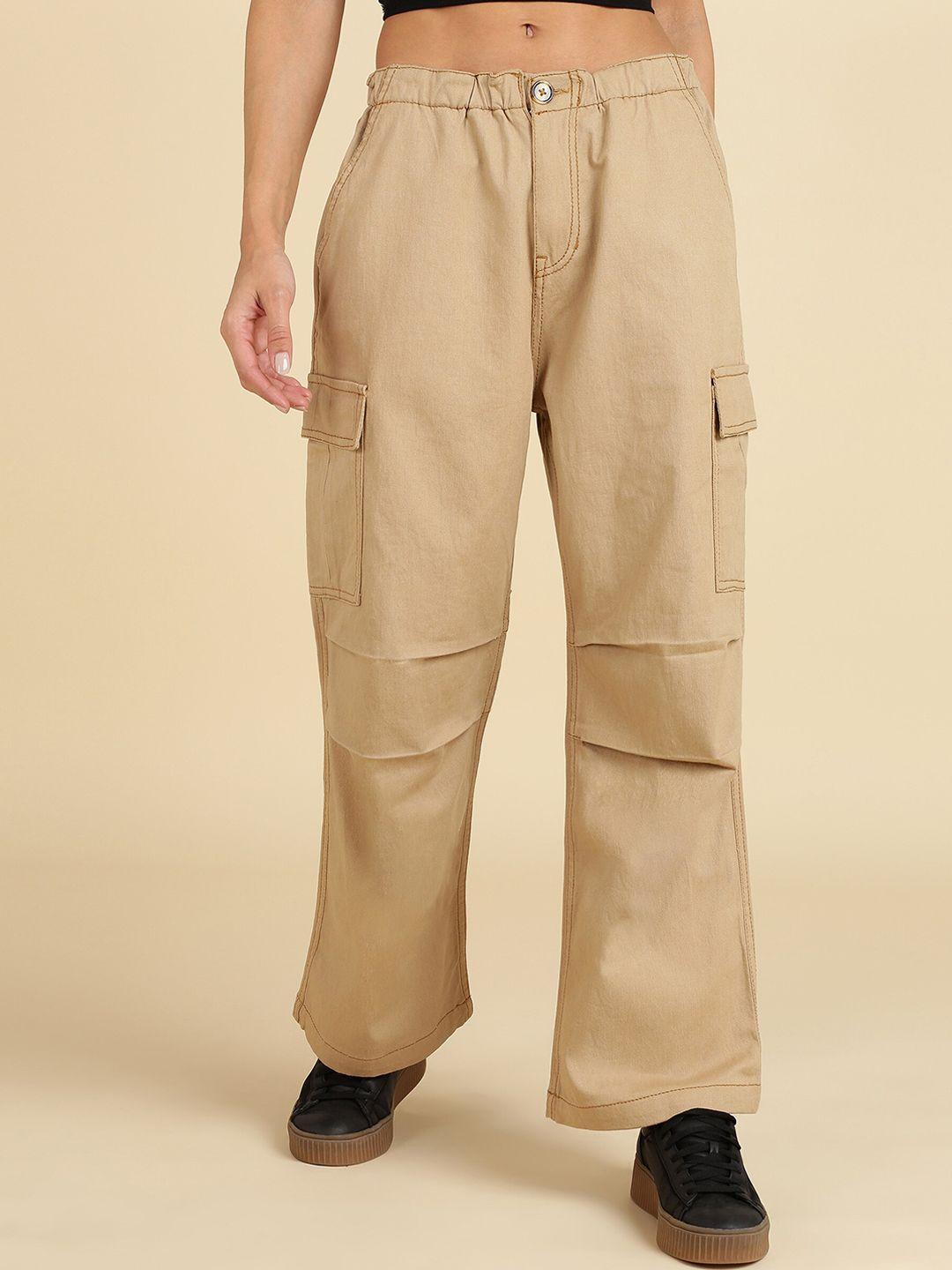 montrez women comfort loose fit cargo trousers