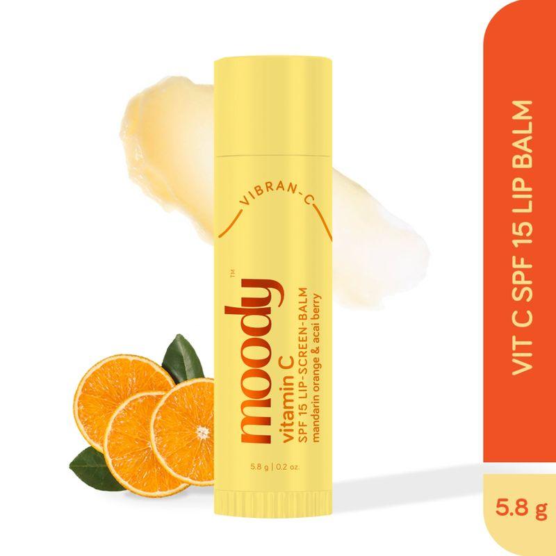 moody vitamin c lip balm spf 15 with mandarin orange softens smoothens & protects dry chapped lips