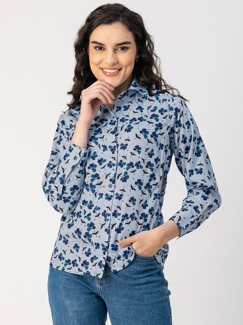 moomaya blue floral print shirt