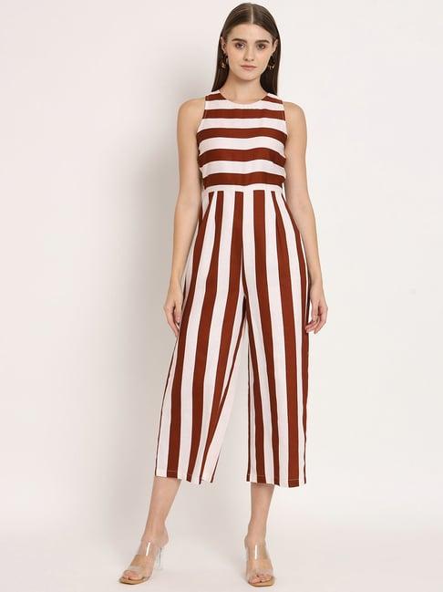 moomaya brown & white striped jumpsuit