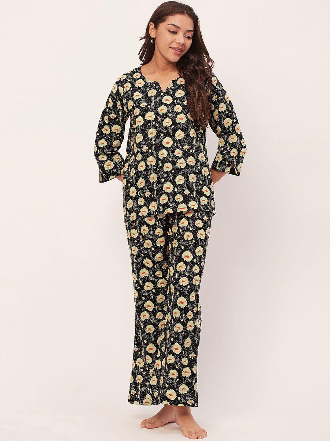 moomaya floral printed pure cotton night suit