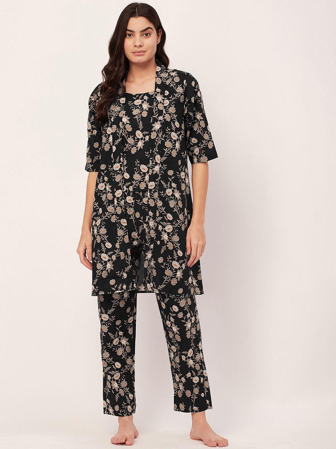moomaya floral printed pure cotton night suit