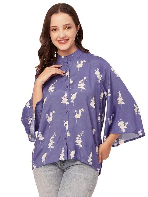 moomaya lavender viscose floral print shirt