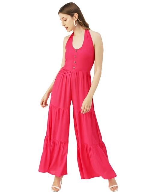 moomaya pink regular fit jumpsuit