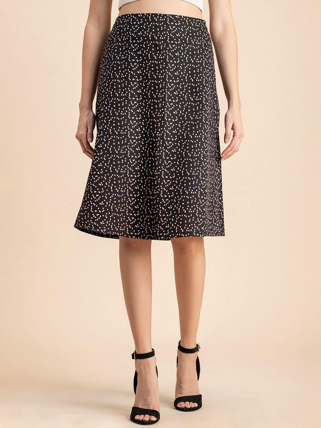 moomaya polka dot printed crepe a-line skirt