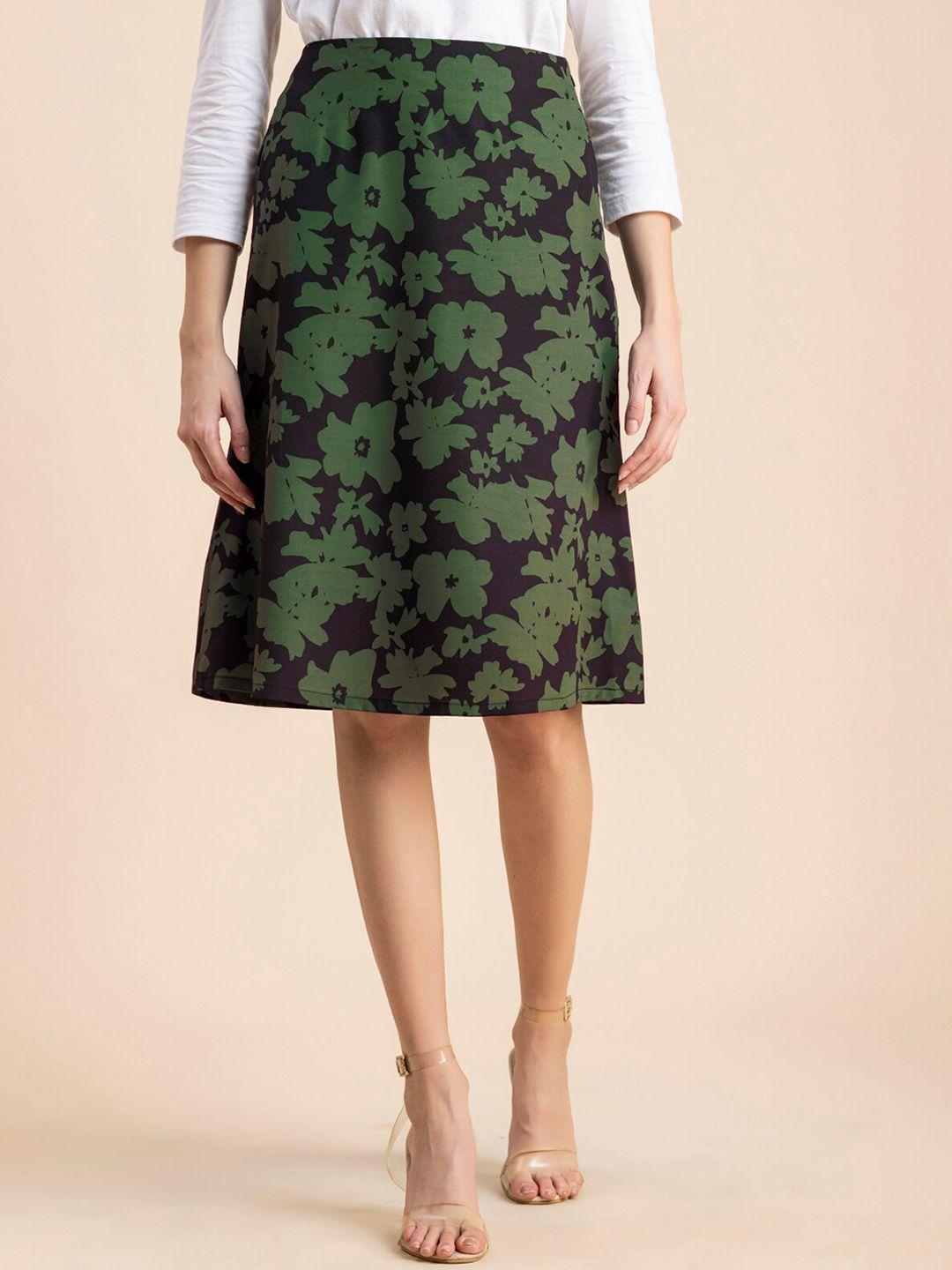 moomaya printed a-line midi length skirt