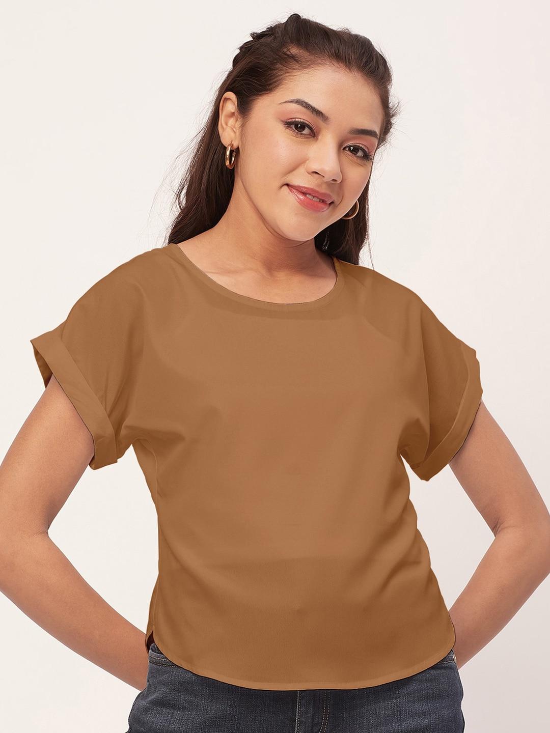 moomaya round neck extended sleeves casual top