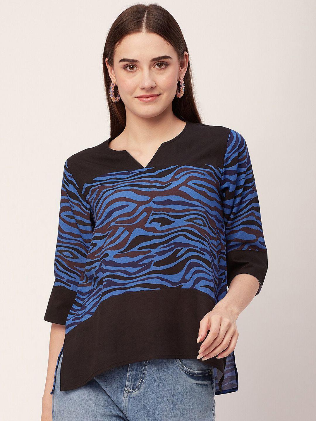 moomaya abstract printed high low regular top