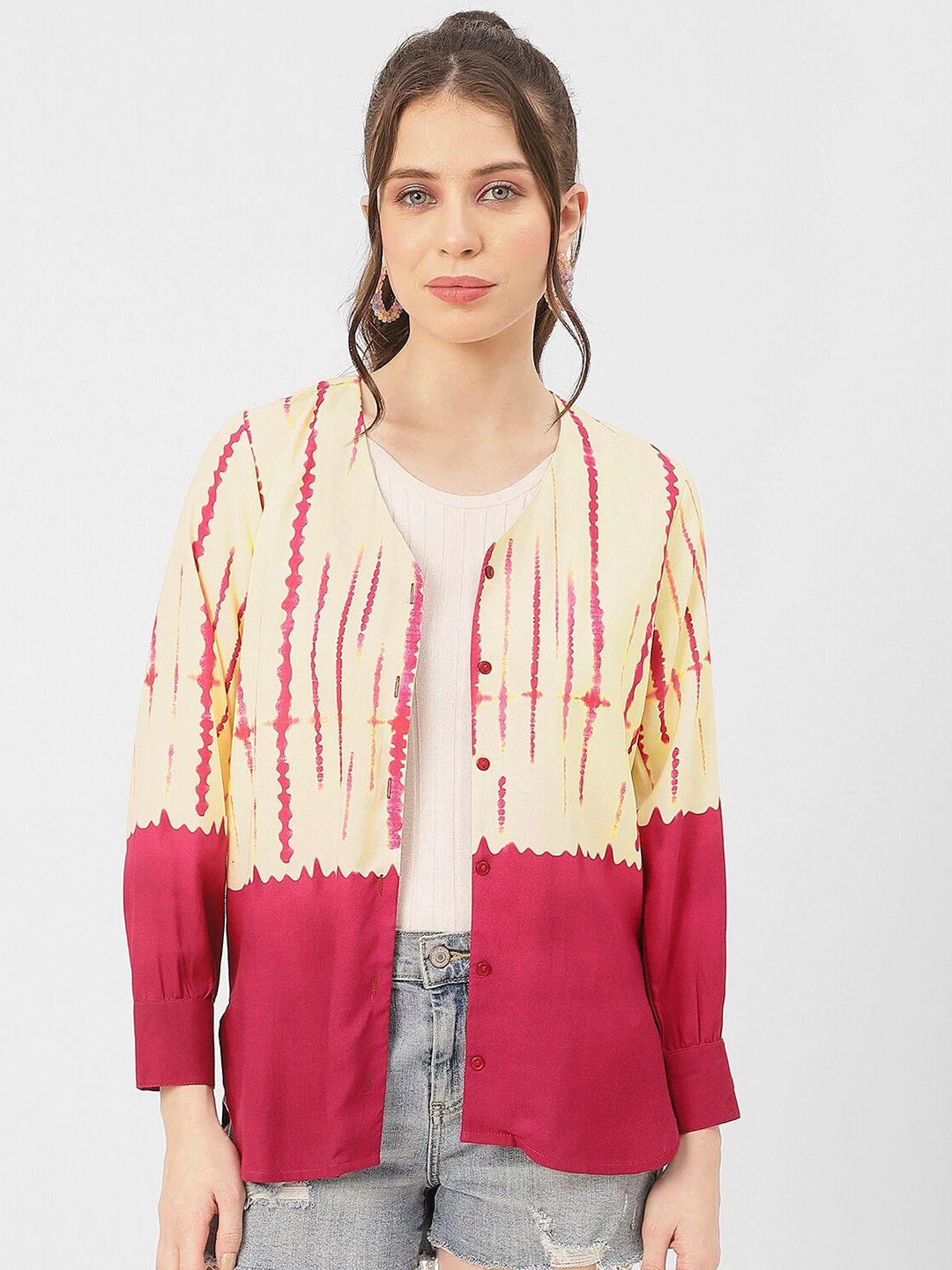 moomaya abstract printed open front shrug