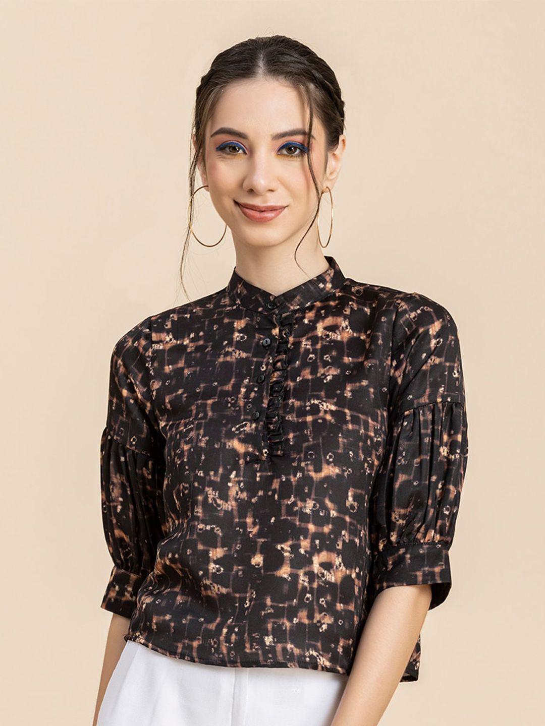 moomaya abstract printed shirt style top