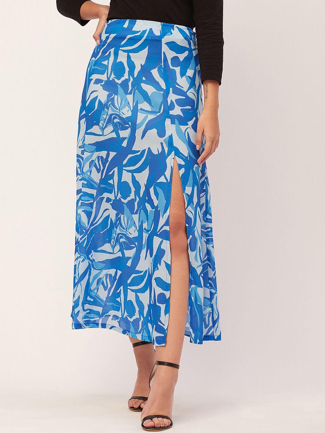 moomaya abstract printed side slit a line skirts