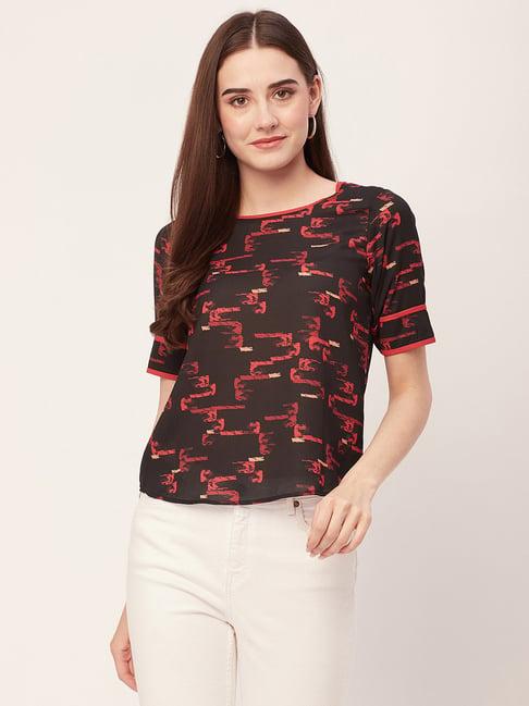 moomaya black & red printed top