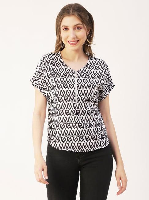 moomaya black & white printed top