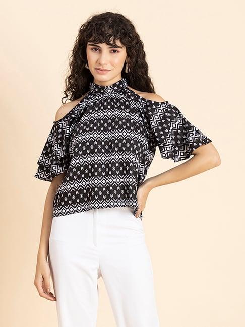 moomaya black & white printed top