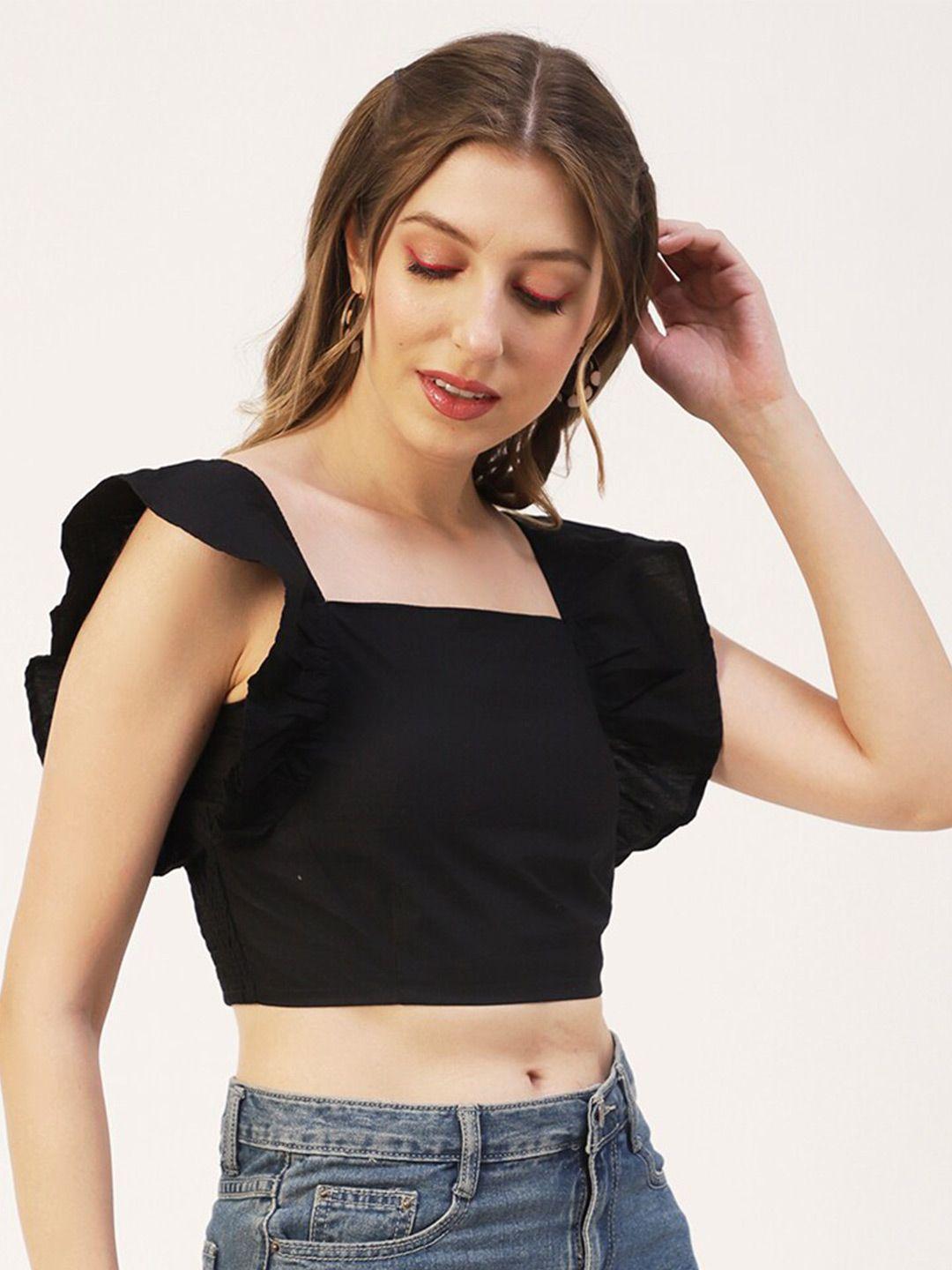 moomaya black cotton crop top