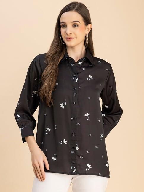moomaya black floral print shirt