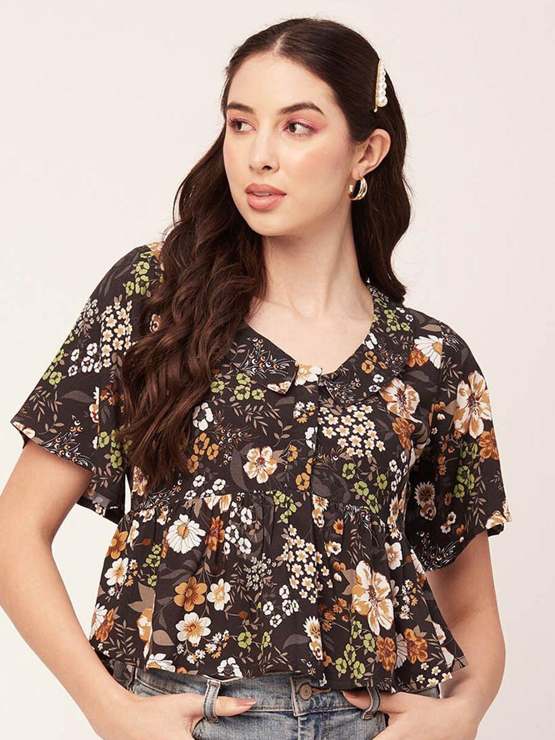 moomaya black floral print top