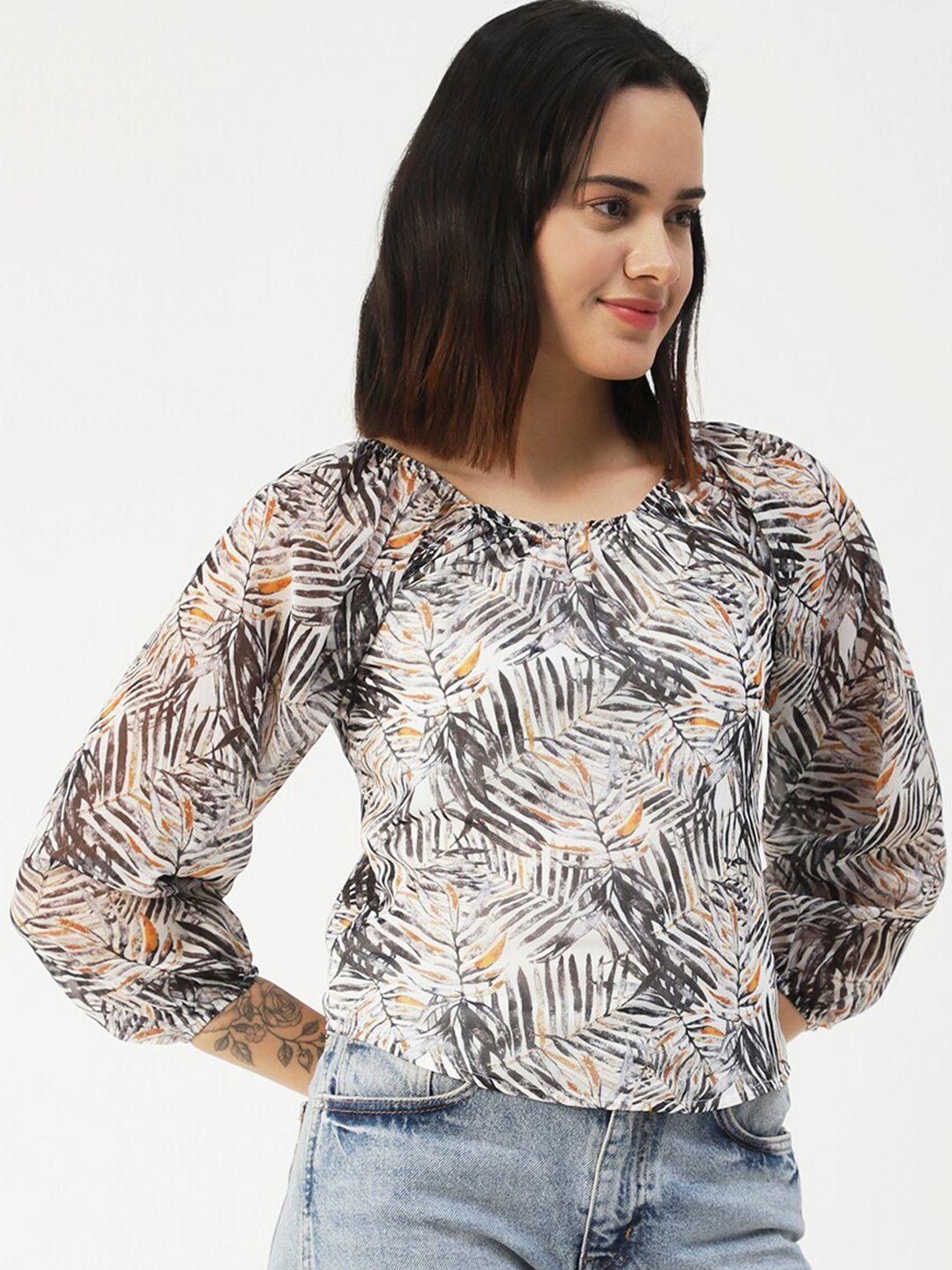 moomaya black print georgette top