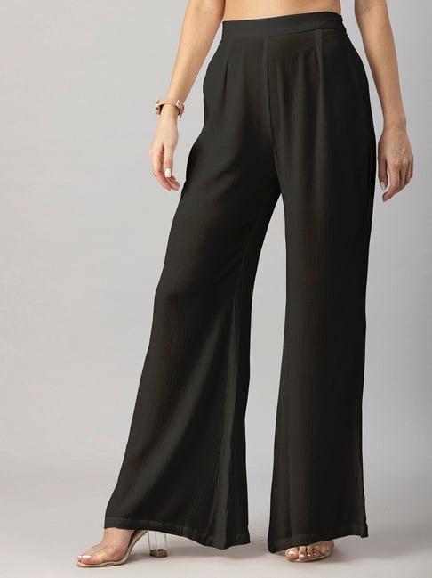 moomaya black regular fit high rise trousers