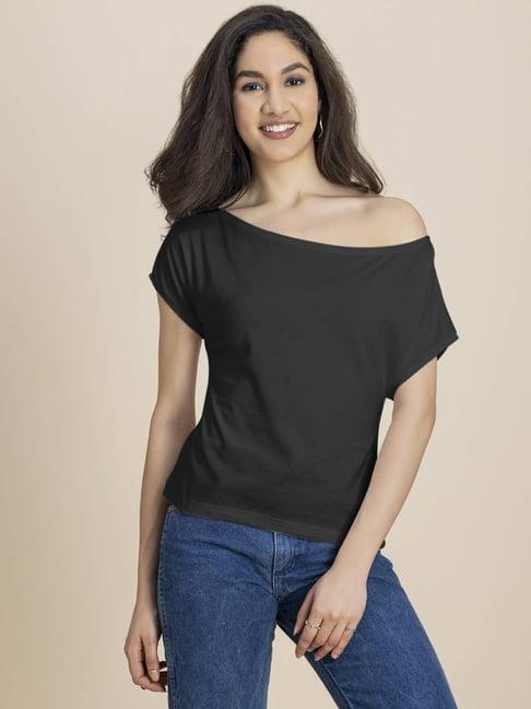 moomaya black regular fit t-shirt