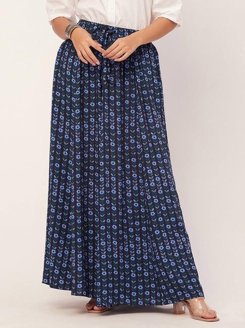 moomaya blue & white floral print skirt