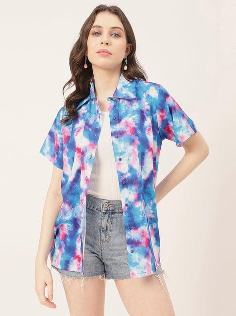 moomaya blue & white tie - dye shirt